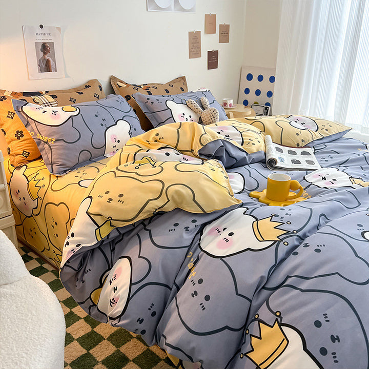 Playful Cartoon-Themed Bedding Ensemble
