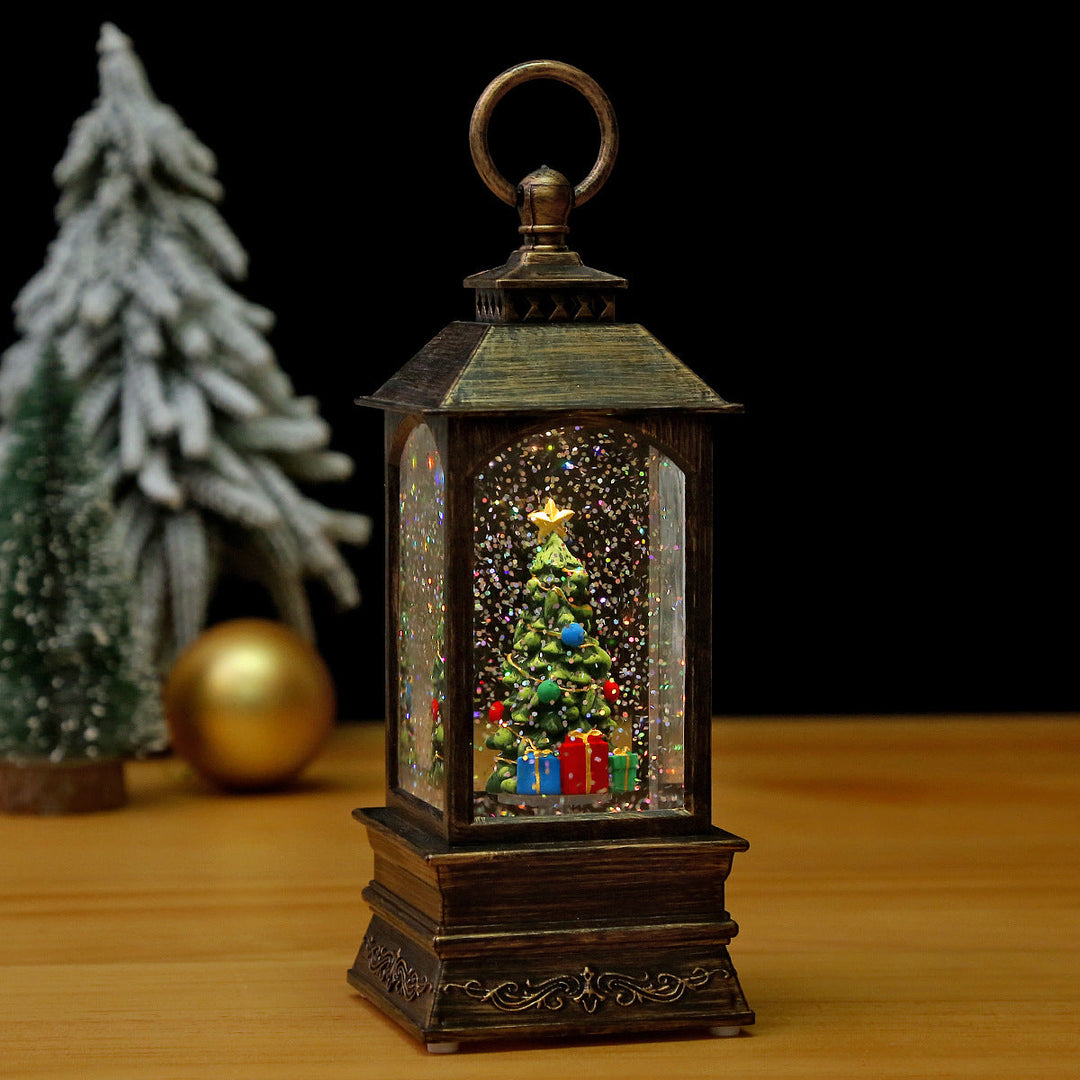 Nostalgic Christmas lantern with moving scene