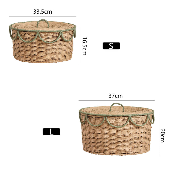 Storage basket with lid and handles