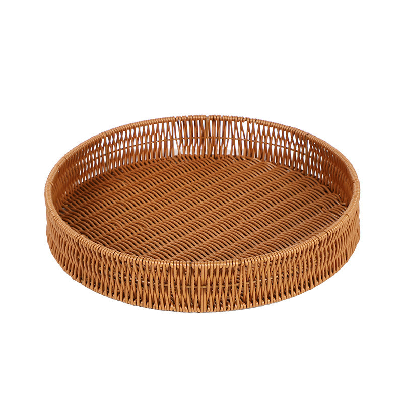 Round Artisan Woven Serving Tray