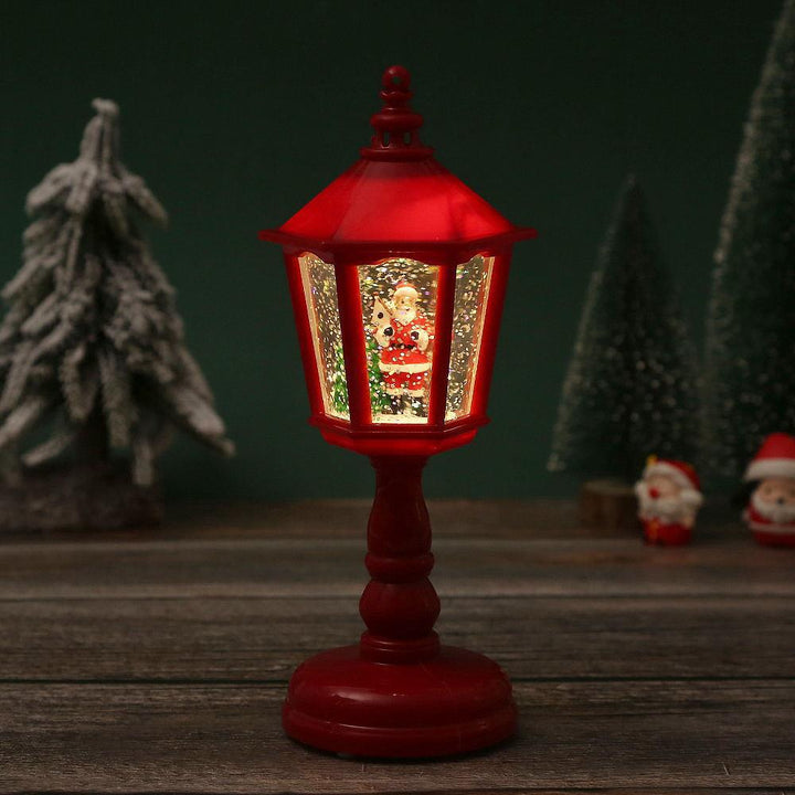 Nostalgic Christmas lantern with moving Santa scene