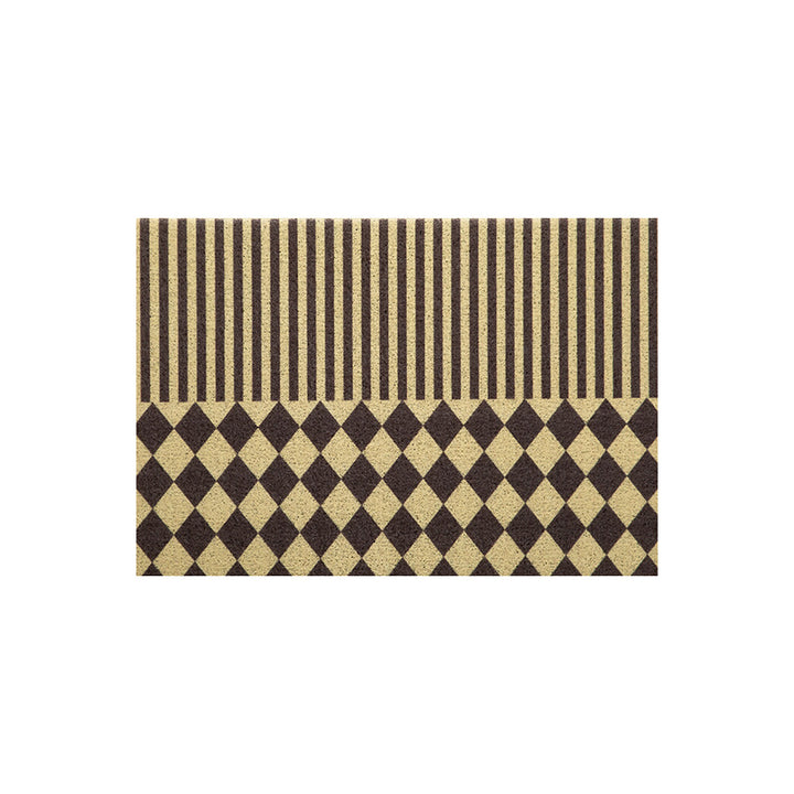 Non-slip coconut doormat with striped and diamond pattern