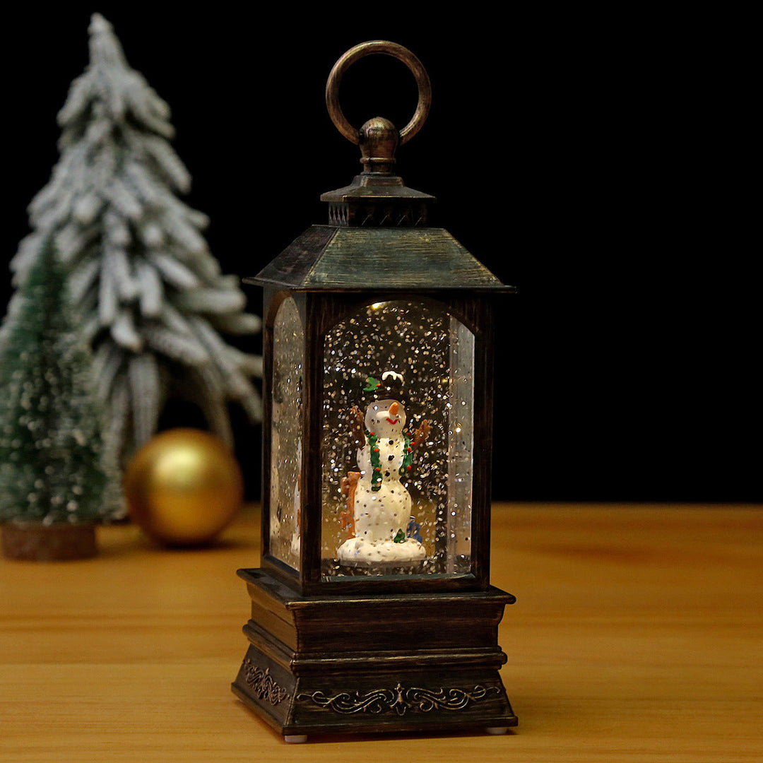 Nostalgic Christmas lantern with moving scene