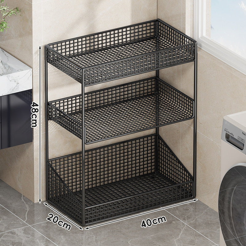 Compact Tiered Metal Mesh Storage Shelf Organizer for Bathroom and Laundry