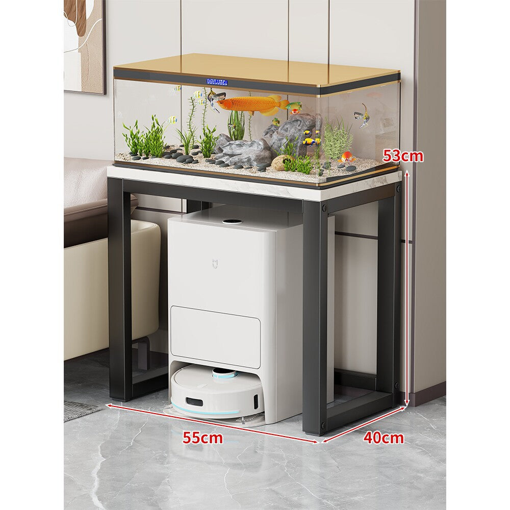 Modern Metal Frame Aquarium Console Table with Integrated LED Hood