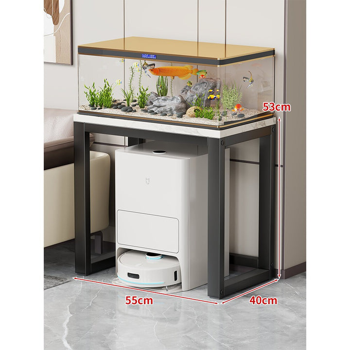 Modern Metal Frame Aquarium Console Table with Integrated LED Hood