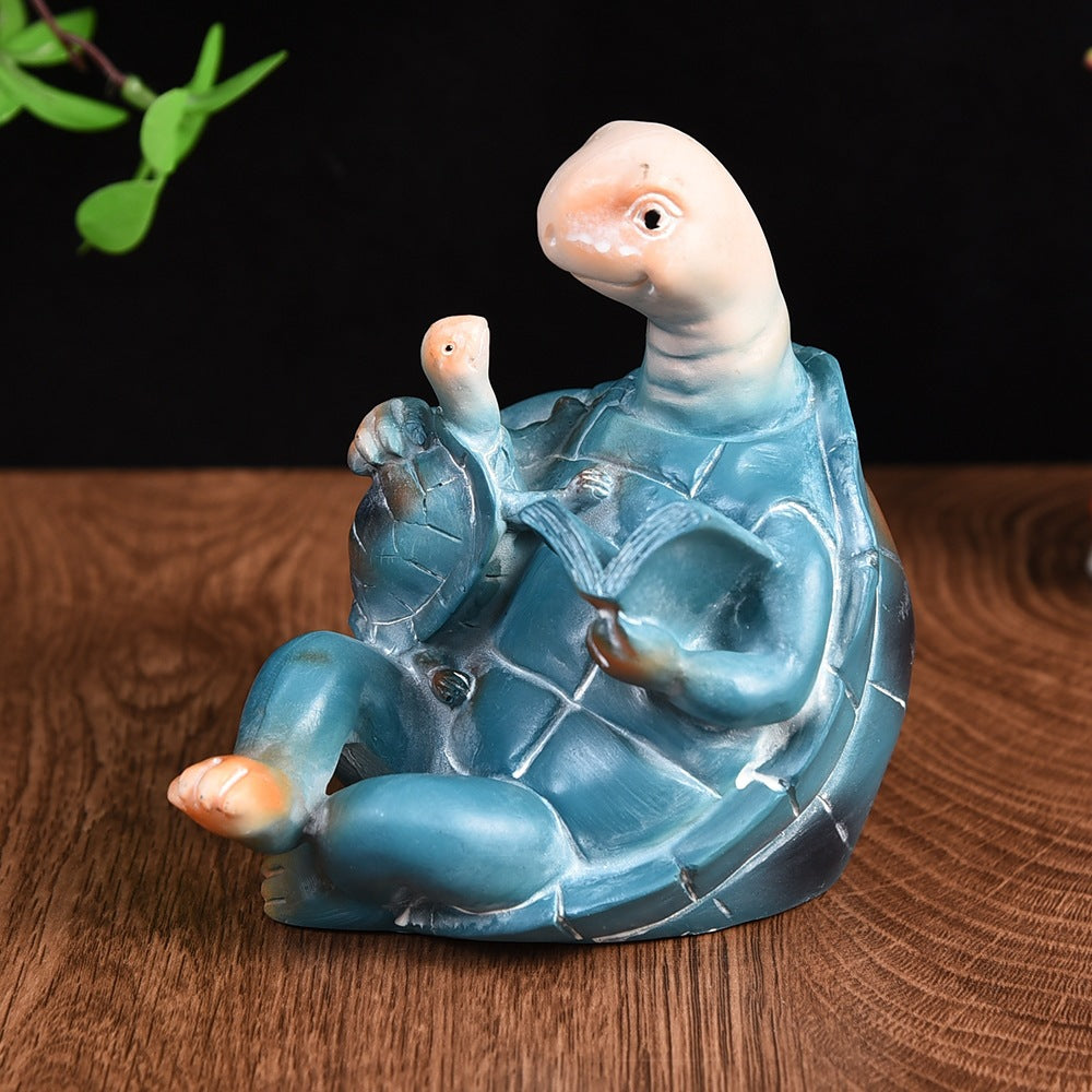 Reading Turtle Figurine