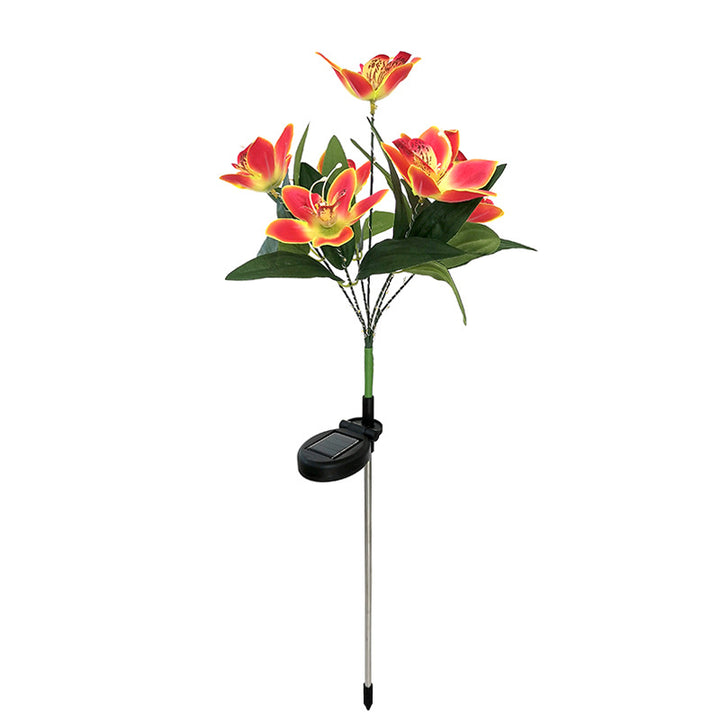 Solar-powered LED decorative flower garden stakes