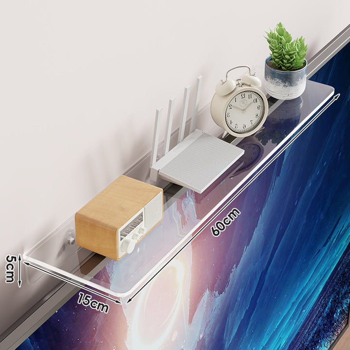 Clear Acrylic TV-Edge Corner Shelf for Small Plants and Remote Organizer