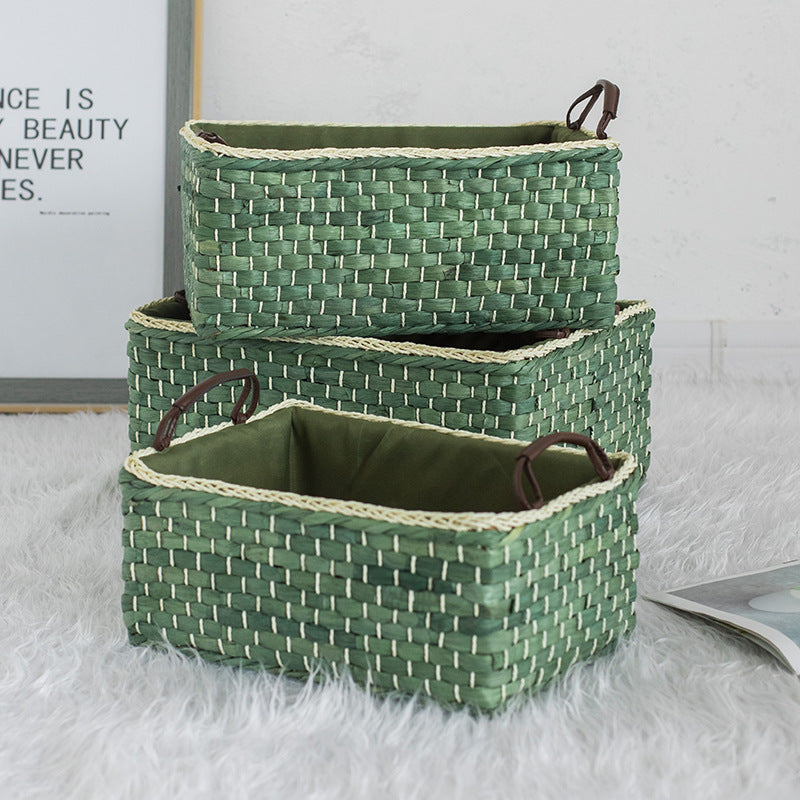 Handcrafted organizer basket with two handles