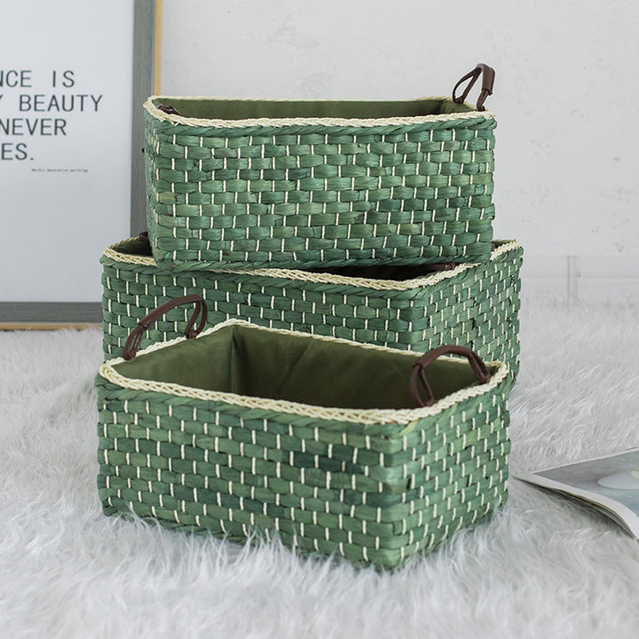 Handcrafted organizer basket with two handles