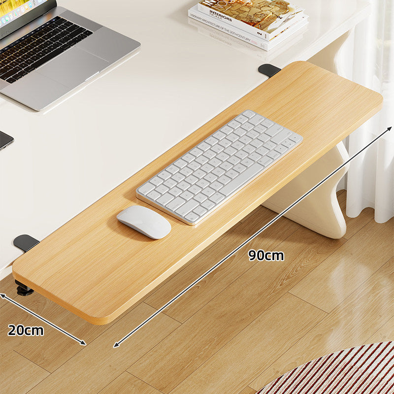 Under-Desk Bamboo Slide-Out Work Surface Clamp-Mounted Keyboard & Mouse Platform
