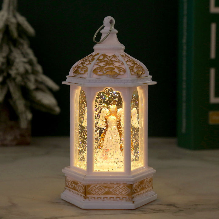 Nostalgic Christmas lantern with moving Santa Claus