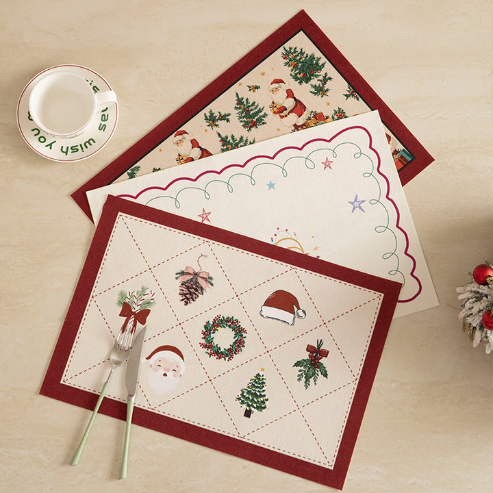 Woven table mat made of cotton blend with illustrative star and palm motif