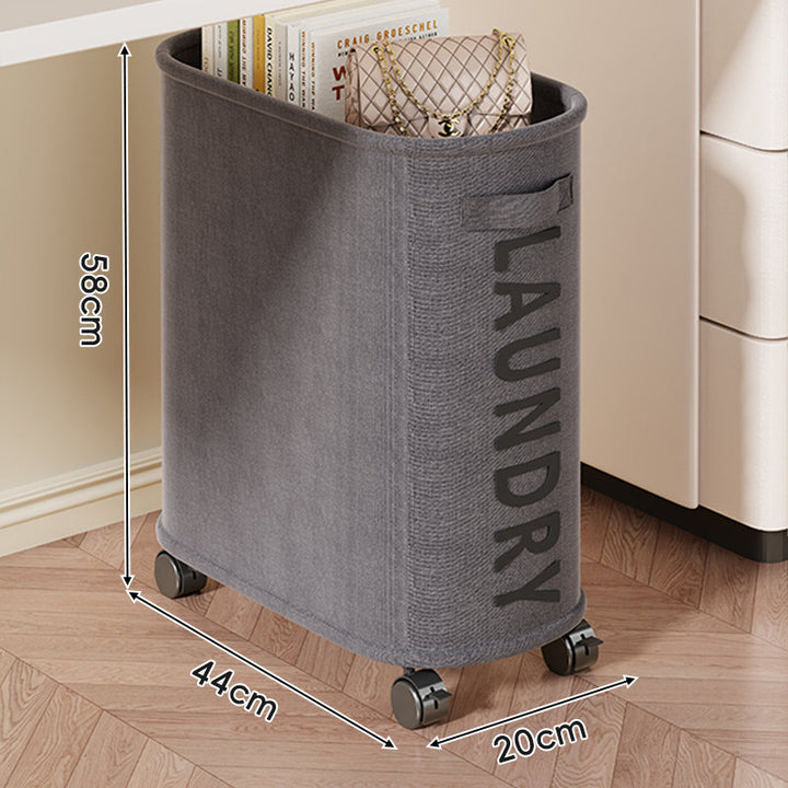 Double-Compartment Tall Rolling Fabric Laundry Hamper with Removable Liner and Smooth Casters