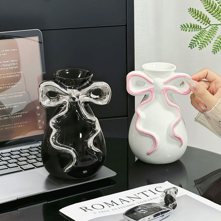 Decorative Bow-Shaped Art Vase