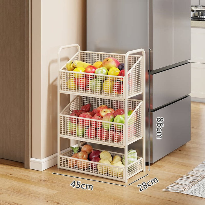 Stackable Five-Tier Metal Mesh Kitchen Pantry Organizer Rack
