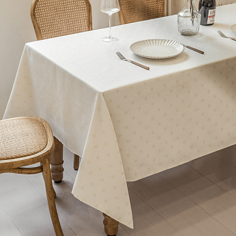 Woven jacquard tablecloth with diamond relief and easy-care cotton blend