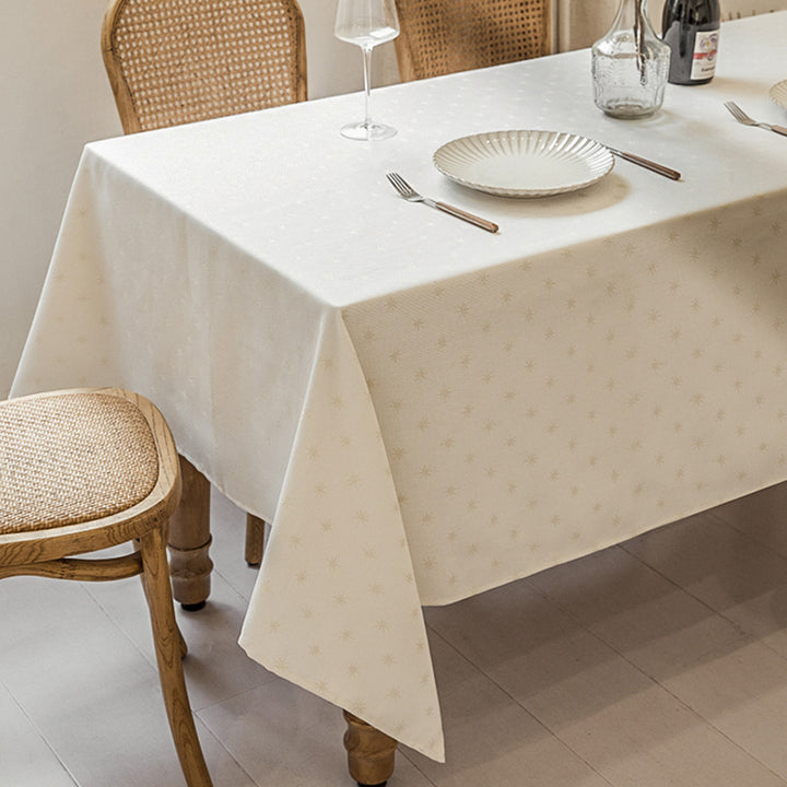 Woven jacquard tablecloth with diamond relief and easy-care cotton blend