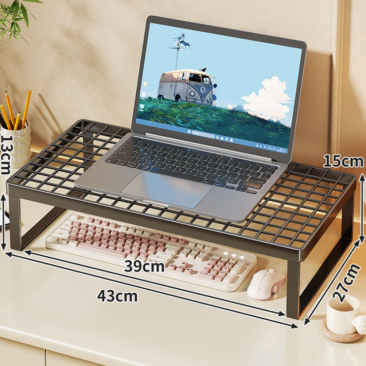 Elevated Mesh Laptop Stand Riser with Under-Keyboard Storage