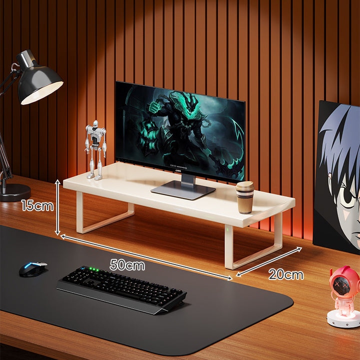 Solid Wood Monitor Riser Desk Shelf with Metal U-Leg Support