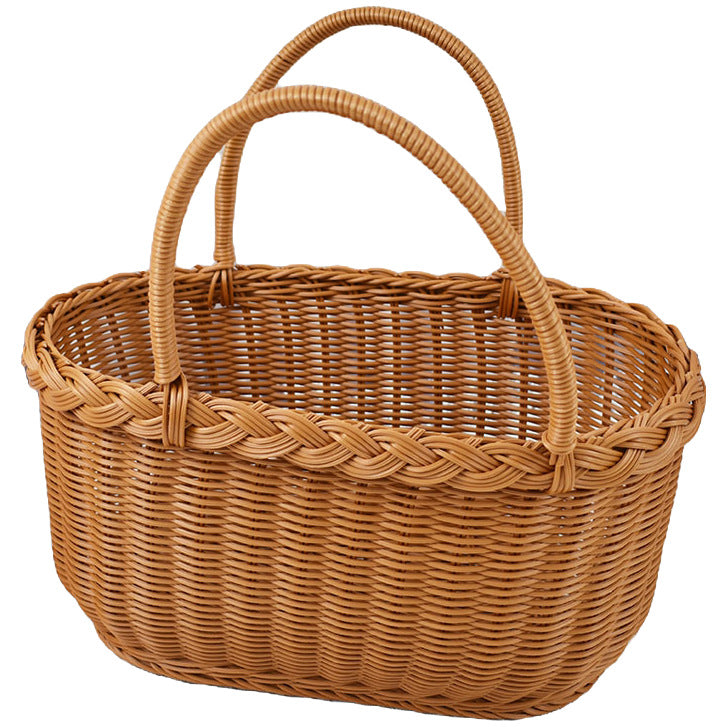 Handwoven Storage Basket with Braided Handles