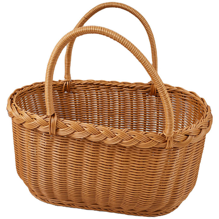 Handwoven Storage Basket with Braided Handles