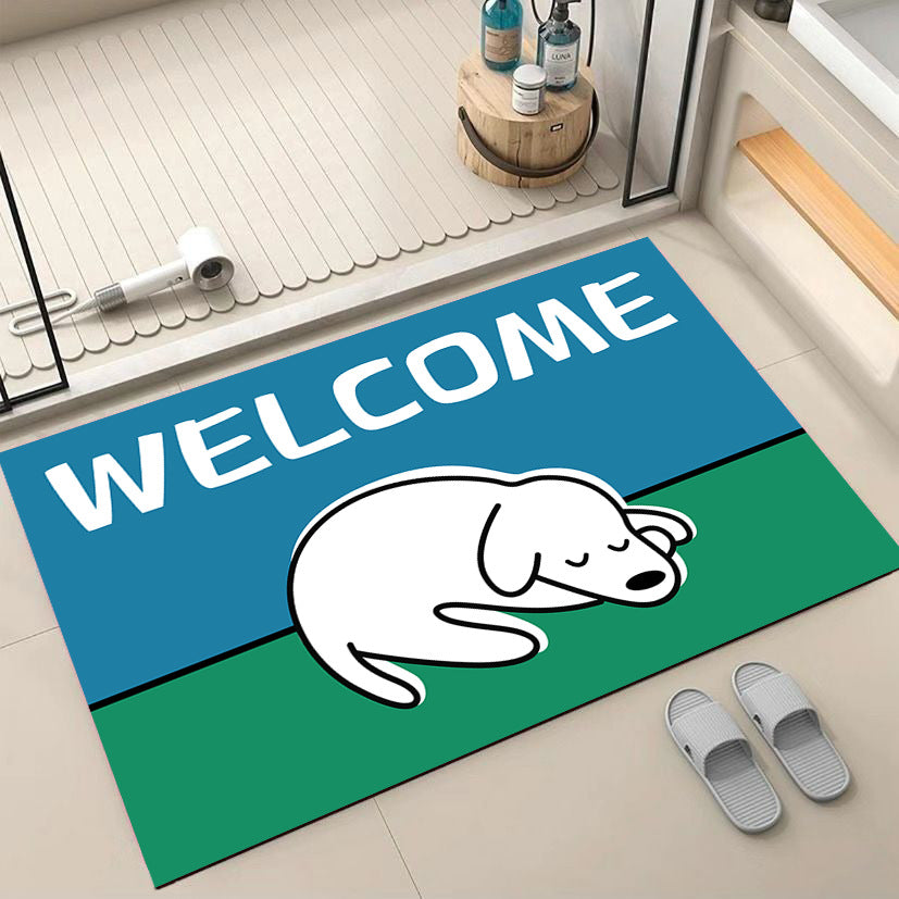 Cartoon Dog-Themed Welcome Mat