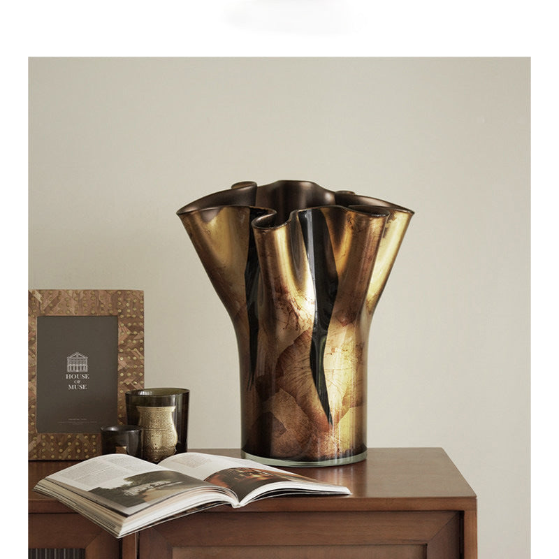 Organic Wavy-Rim Metal Decorative Fruit & Centerpiece Bowl