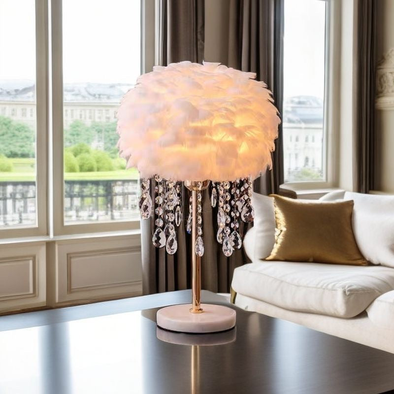 Feder lamp with crystal accents