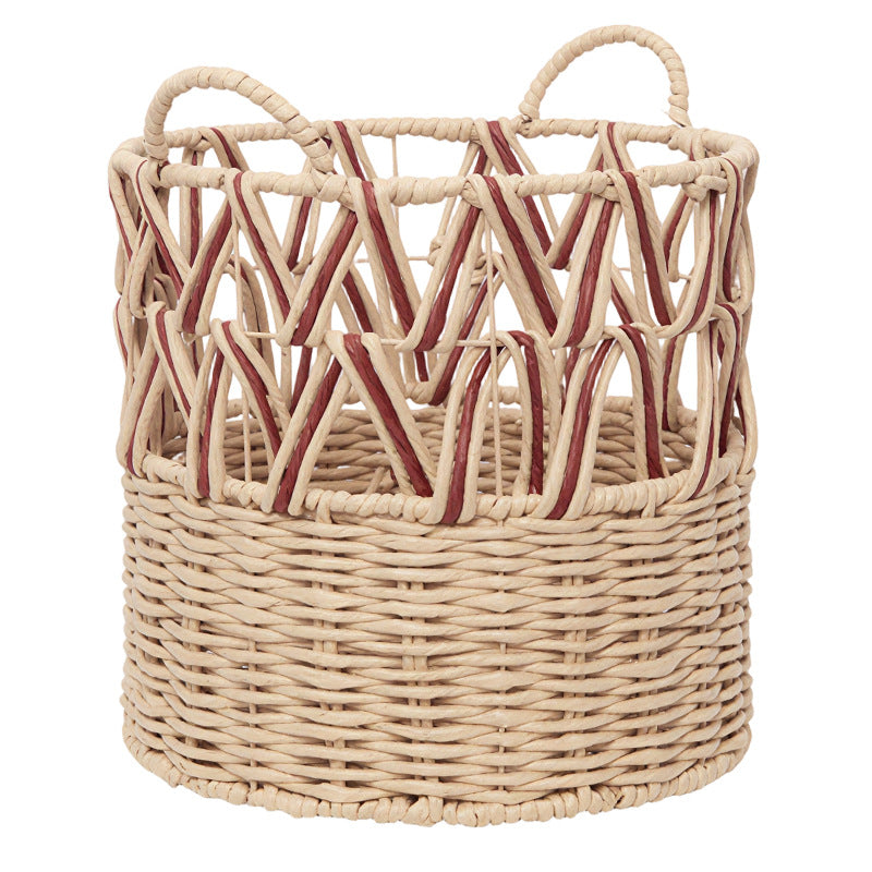 Braided storage basket with elegant accents