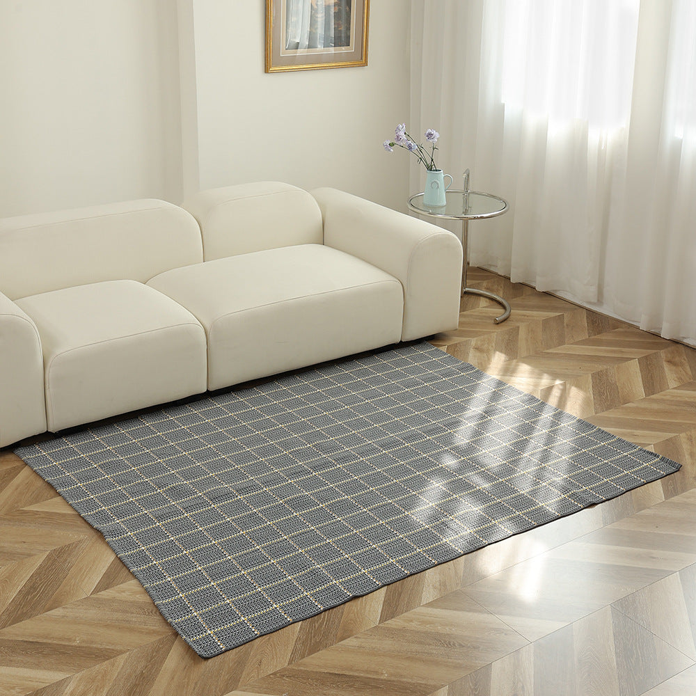 Striped flat woven carpet for living room with low pile and modern striped pattern