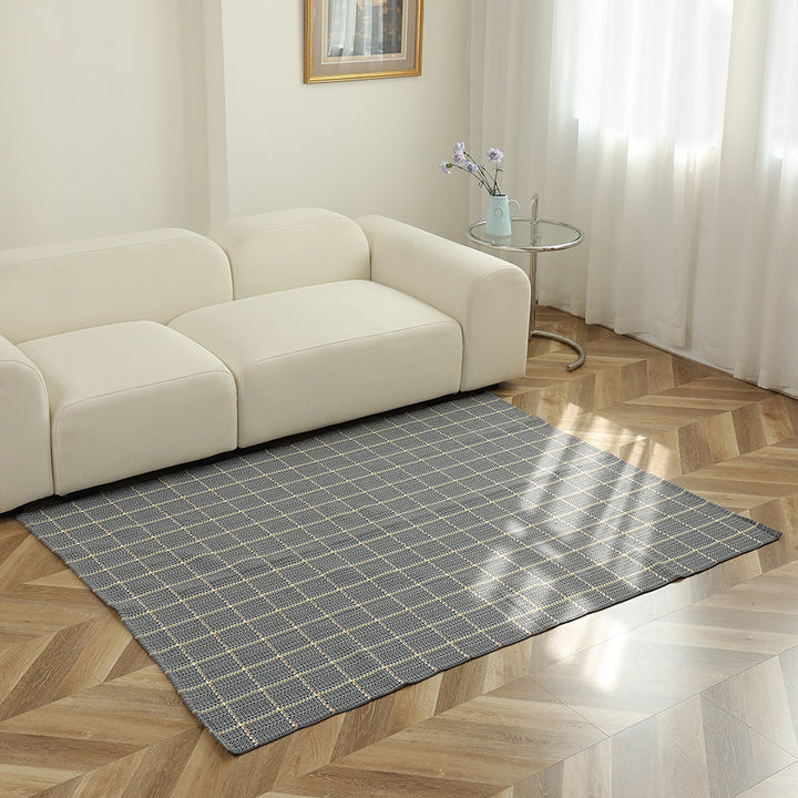 Striped flat woven carpet for living room with low pile and modern striped pattern