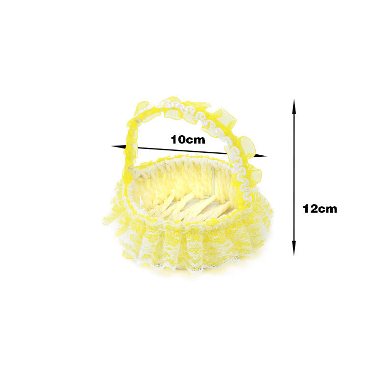 Decorative Lace Trim Woven Basket