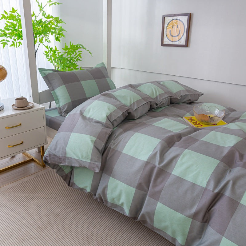 Decorative Gingham Pattern Cozy Bedding Set Avarnia
