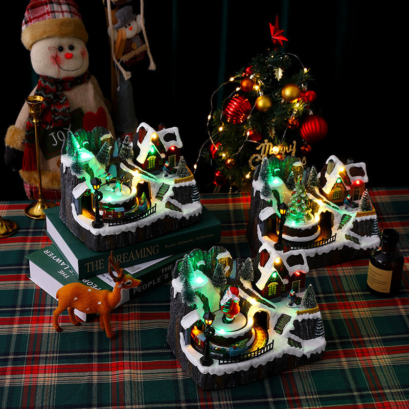 Christmas village with lights