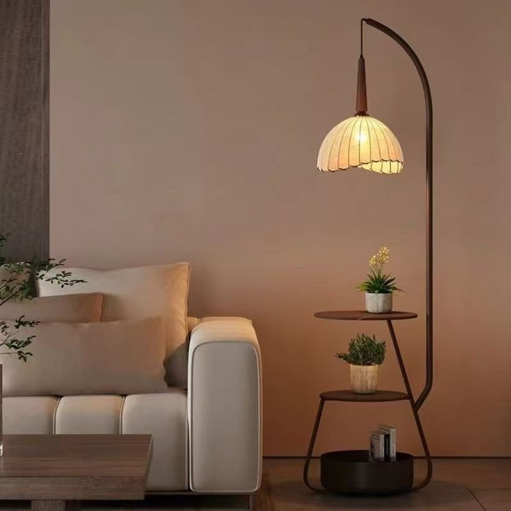 Modern floor lamp with integrated plant stand