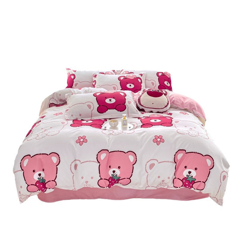 Playful Floral Cartoon Duvet Cover Set
