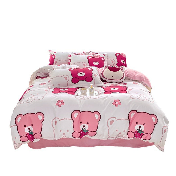 Playful Floral Cartoon Duvet Cover Set
