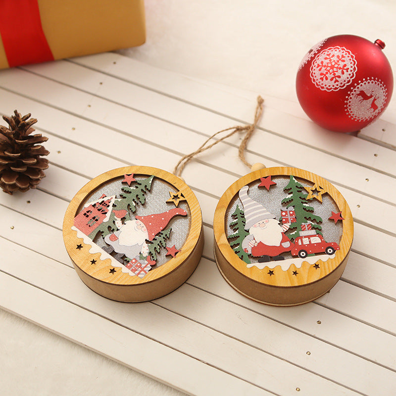 Decorative wooden star with Christmas motif