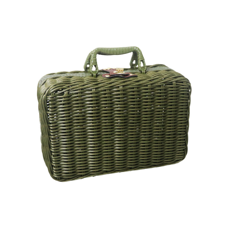 Handmade basket with leather handle