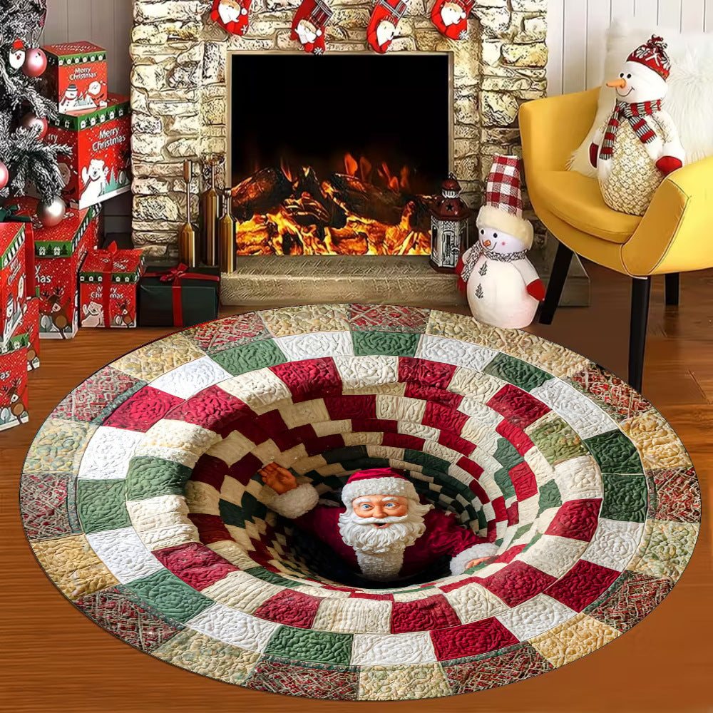 Decorative Christmas-Themed Round Area Rug for Home