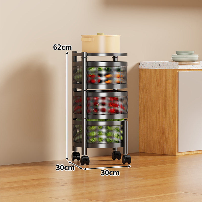 Narrow Corner Rolling Mesh Pantry Organizer Cart with Multi-Tier Deep Ventilated Baskets and Locking Casters