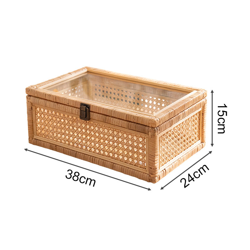 Practical storage box with glass surface