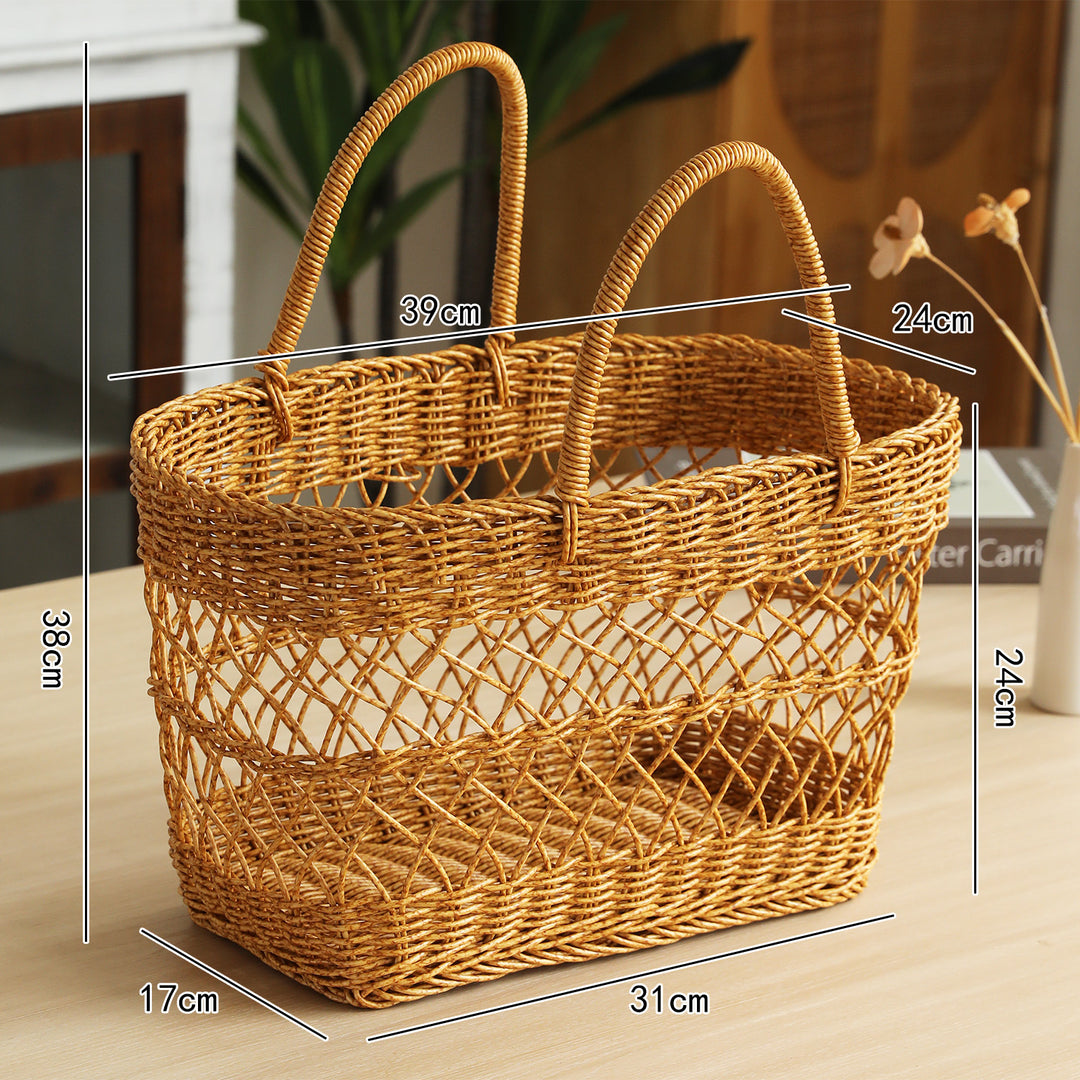 Handwoven Storage Basket With Sturdy Handles