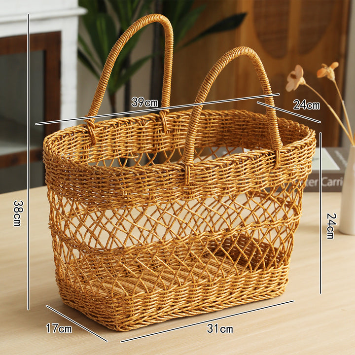 Handwoven Storage Basket With Sturdy Handles