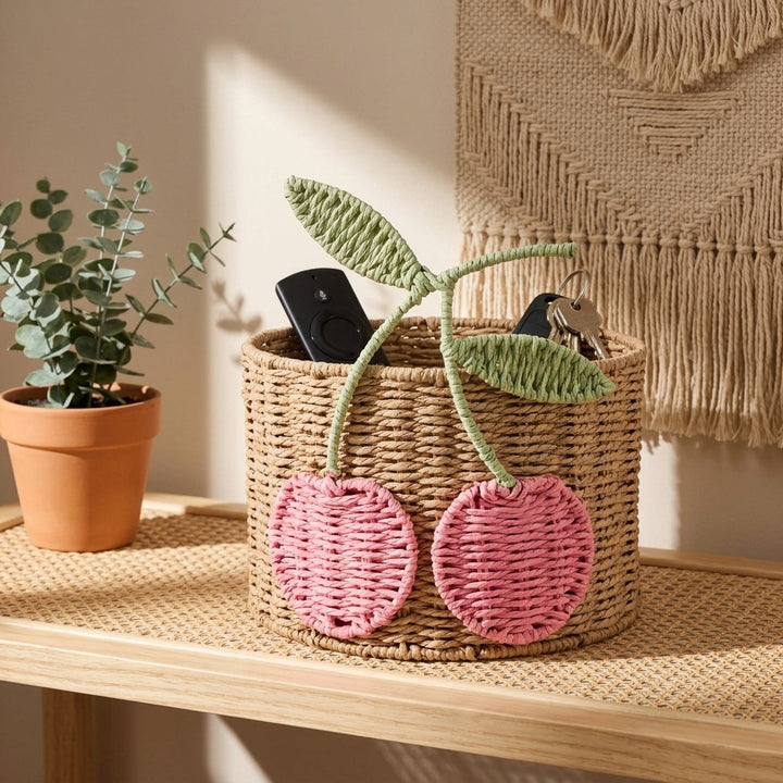 Playful storage basket with fruit design