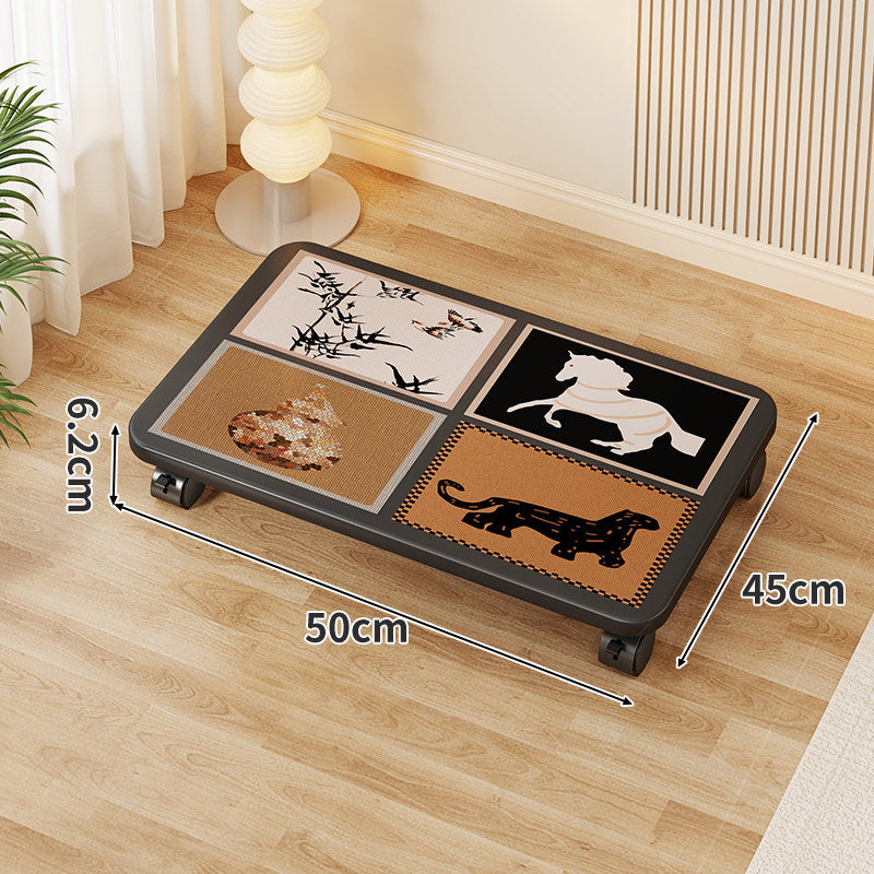 Low-Profile Under-Bed Rolling Storage Platform with Cartoon Top and Locking Casters