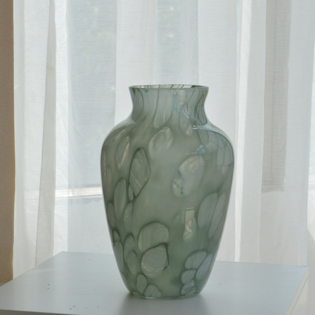 Decorative Hand-Blown Marbleized Glass Vase
