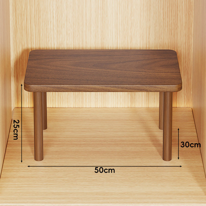 Height-Adjustable Rectangular Wooden Riser Table with Detachable Round Legs